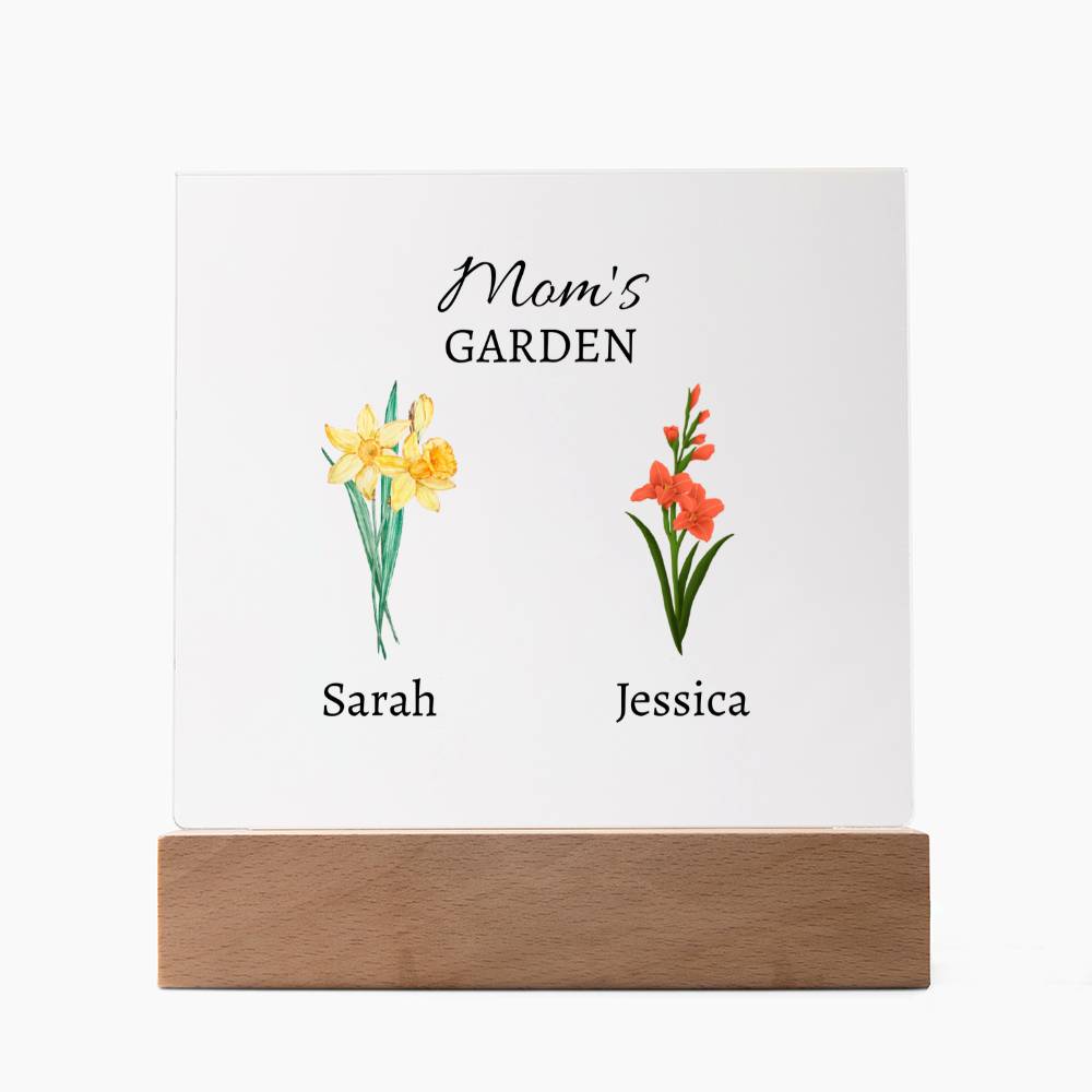 Personalized Mom's/Grandma's Garden with Birth Month Flowers- Acrylic Square Plaque