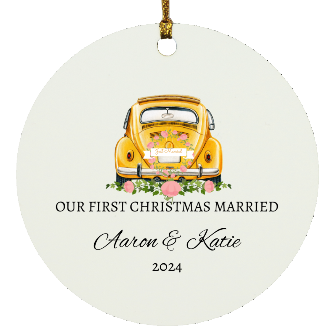 Our First Christmas Car Personalized Circle Ornament