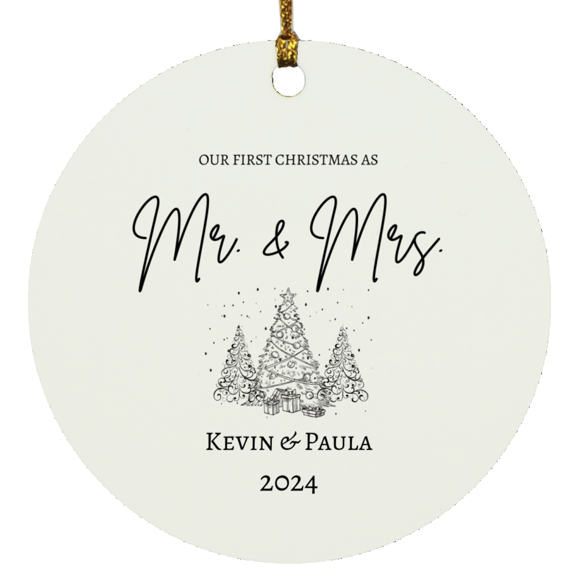 Mr. & Mrs. First Christmas Circle Ornament