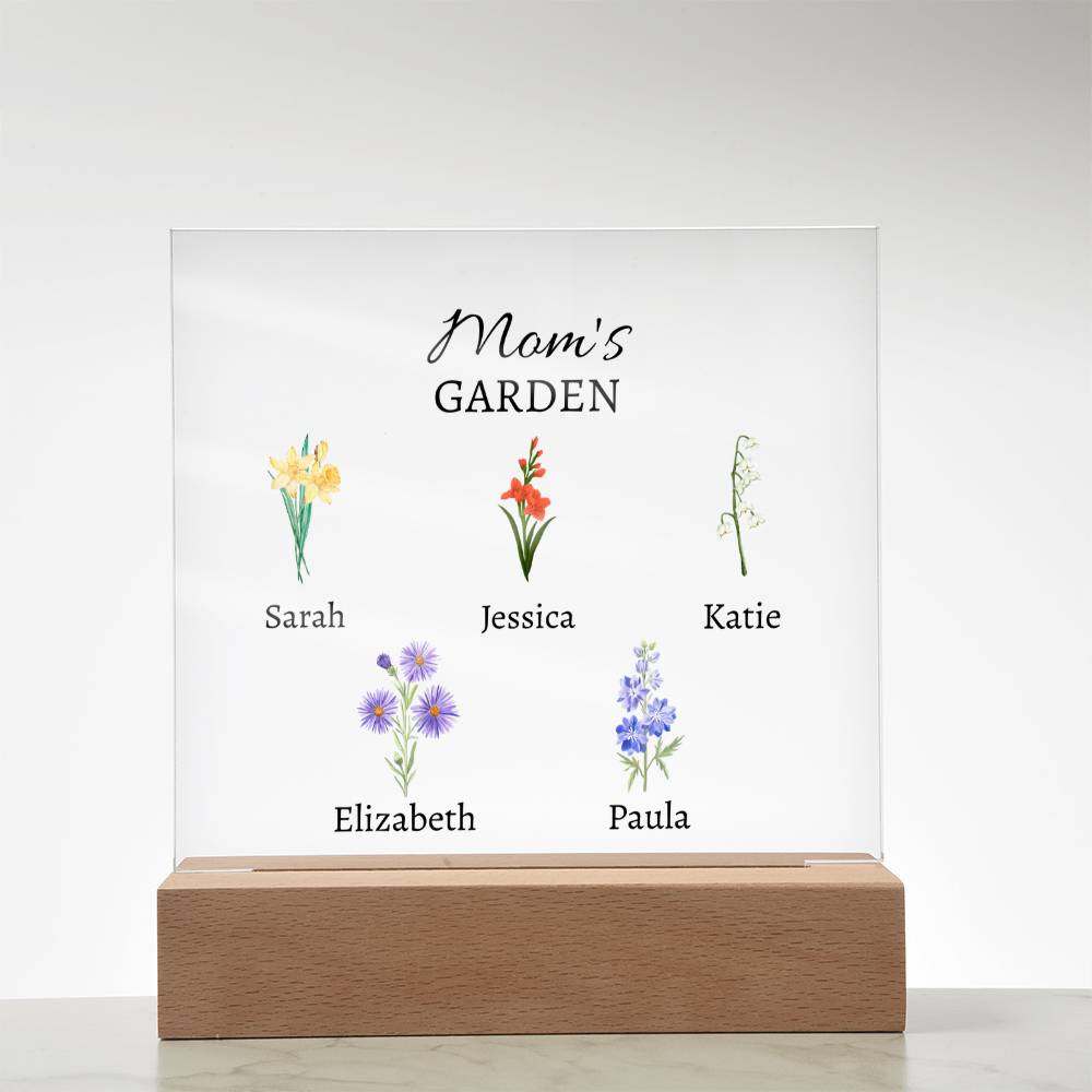 Personalized Mom's/Grandma's Garden with Birth Month Flowers- Acrylic Square Plaque