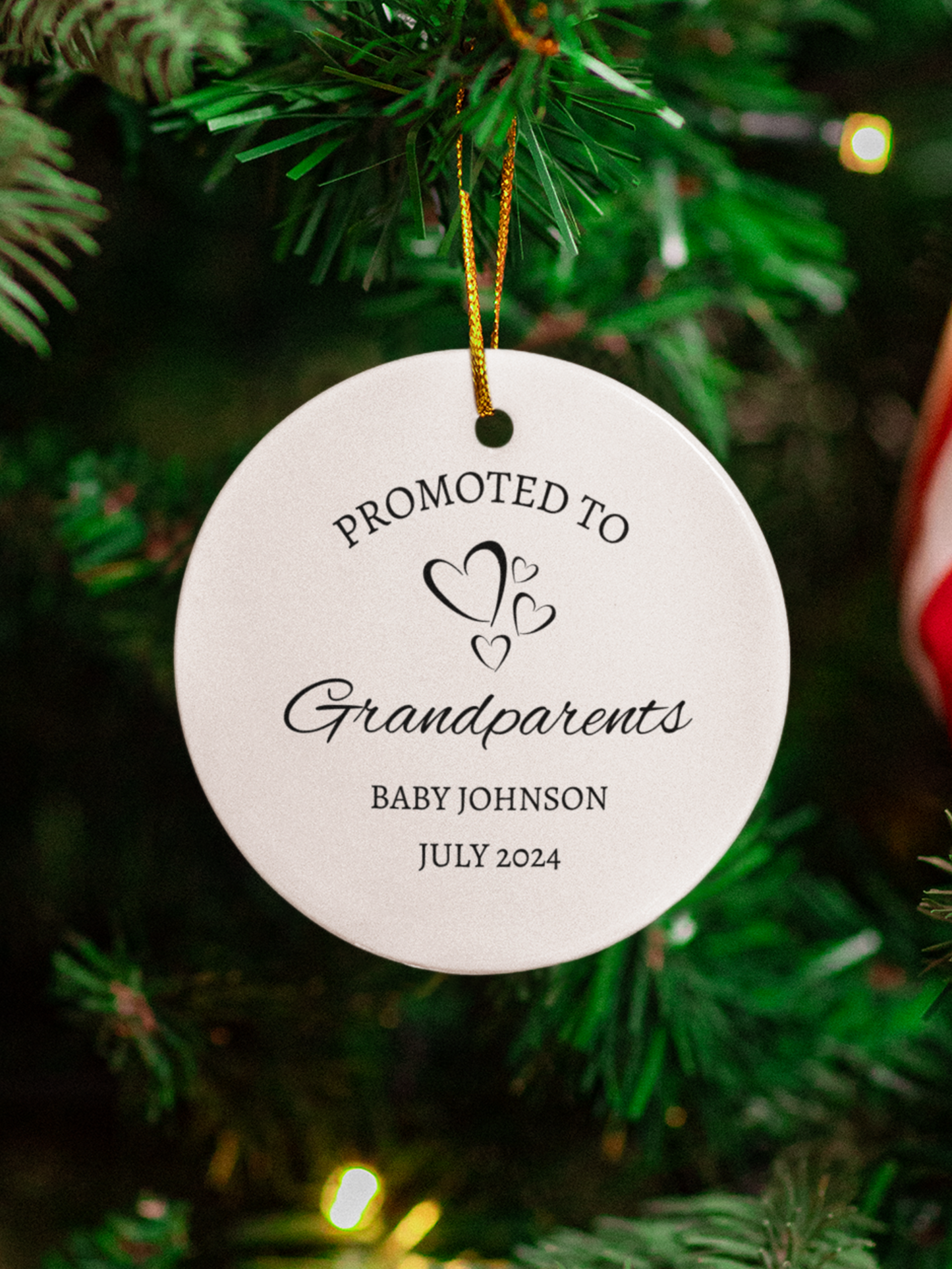 Personalized Promoted to Grandparents Circle Ornament