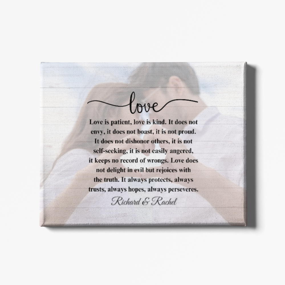 Love Is Patient| Personalized Picture & Name Canvas