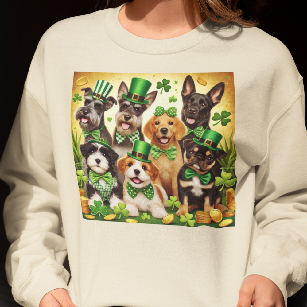 Dogs with Shamrock Background St Patrick's Day T-Shirt/Sweatshirt