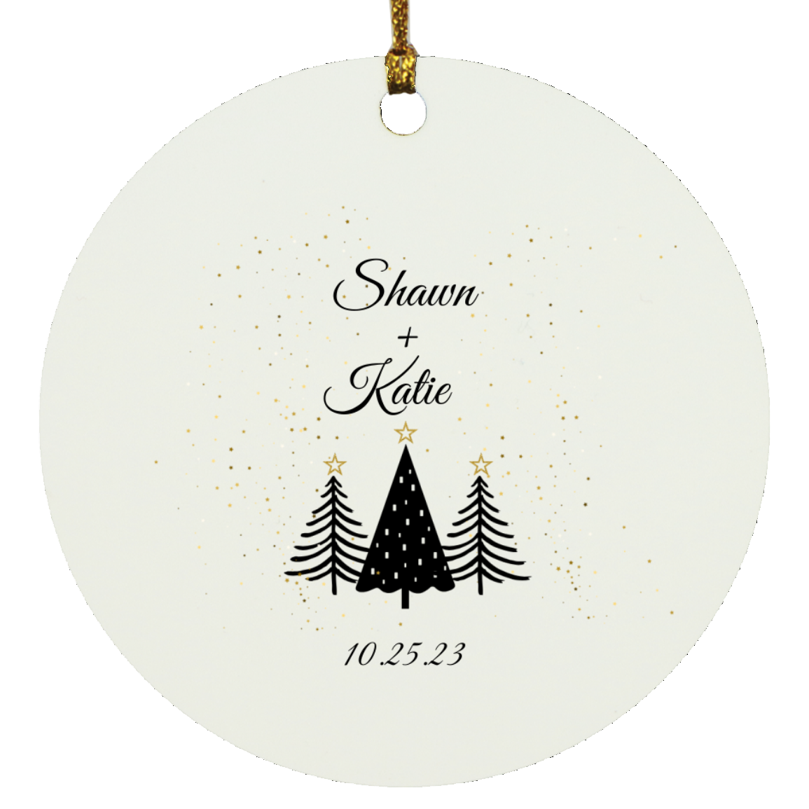 Couple's Name with Christmas Trees Circle Ornament