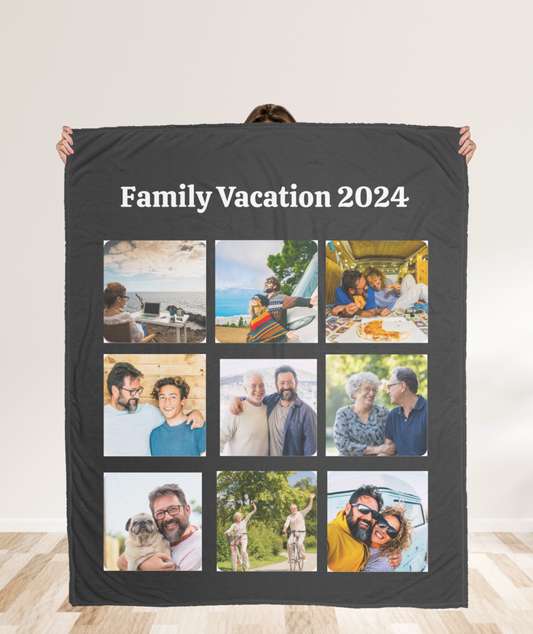 Personalized Pictures & Top Text| 9 Pictured Blanket