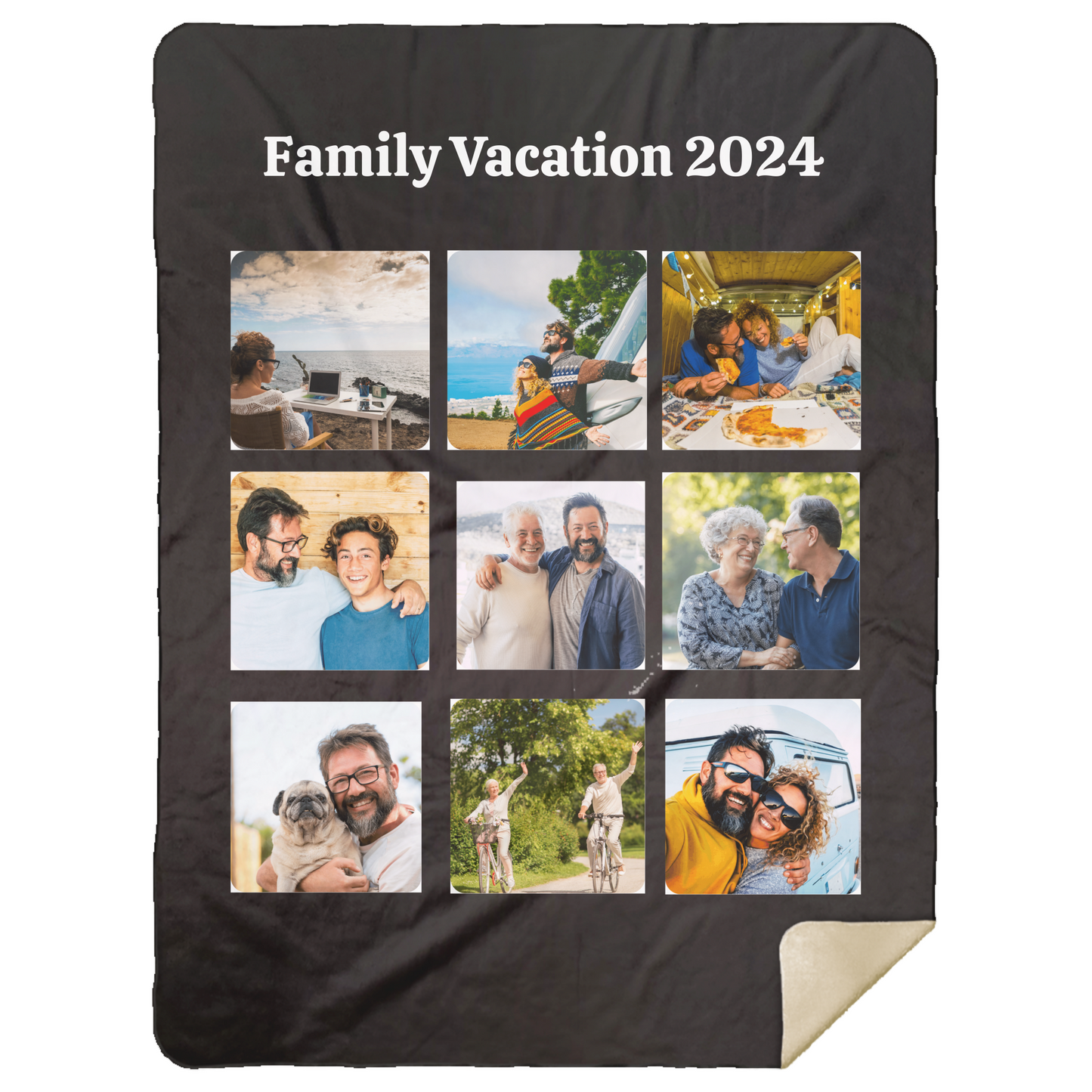 Personalized Pictures & Top Text| 9 Pictured Blanket