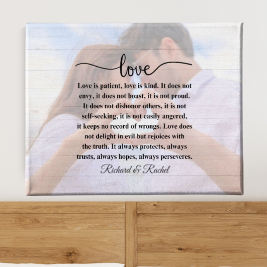 Love Is Patient| Personalized Picture & Name Canvas