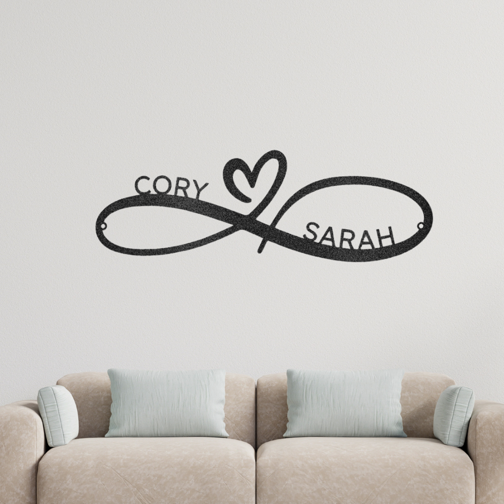 Infinity Couples Monogram - Steel Sign