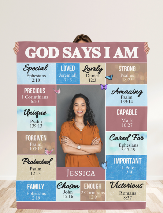 God Says I Am| Personalized Blanket