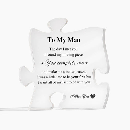 To My Man Acrylic Puzzle Plaque