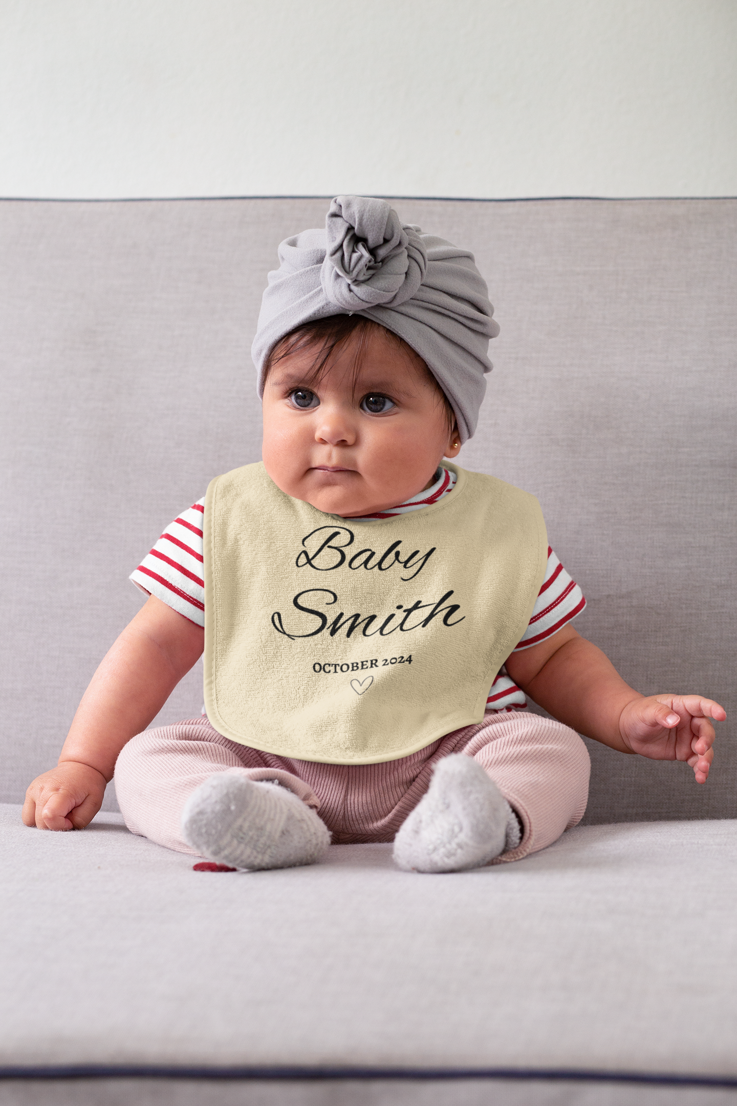 Personalized Heart Baby's Name & Date| Bib & Onesie