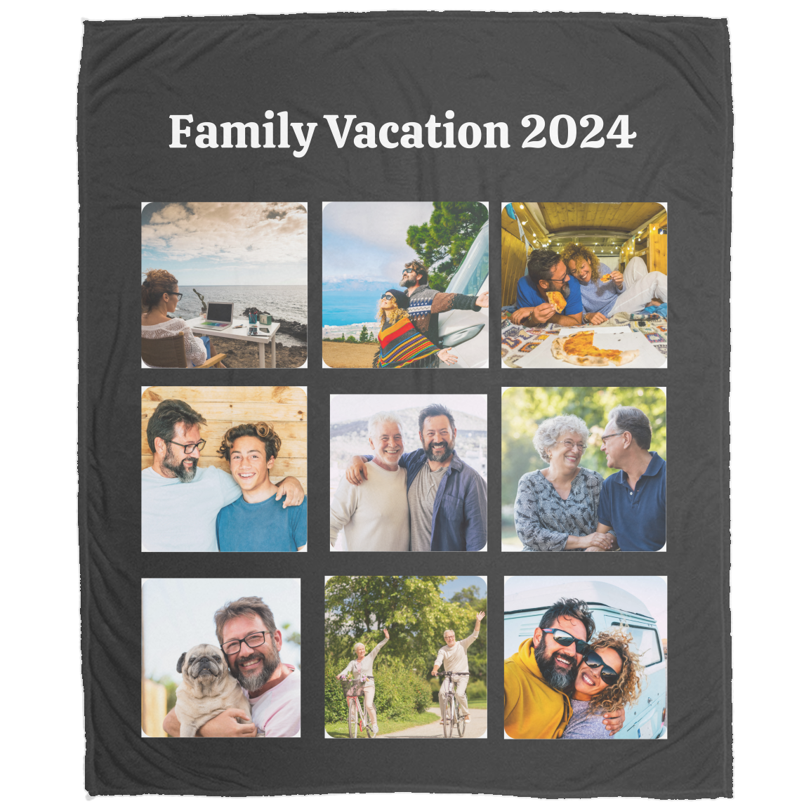 Personalized Pictures & Top Text| 9 Pictured Blanket