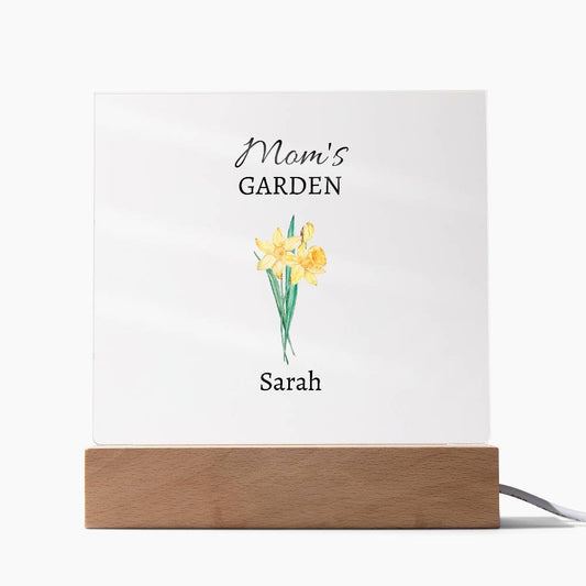 Personalized Mom's/Grandma's Garden with Birth Month Flowers- Acrylic Square Plaque