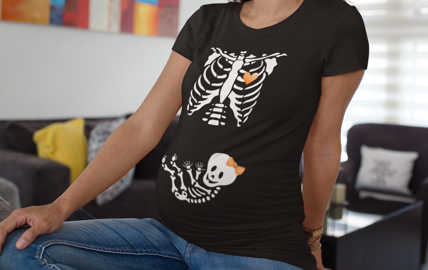 Skeleton Maternity Halloween Short Sleeve T-Shirt