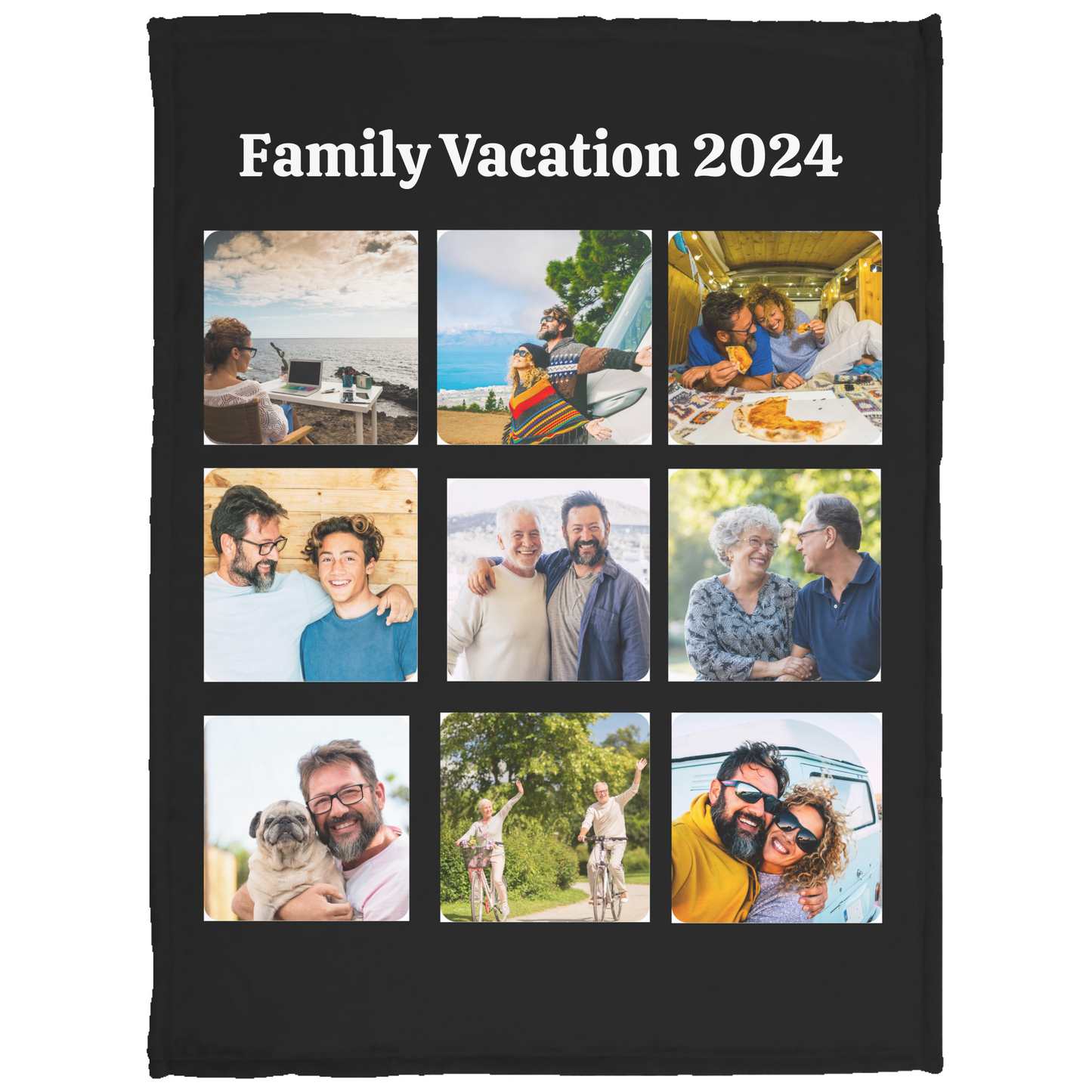 Personalized Pictures & Top Text| 9 Pictured Blanket