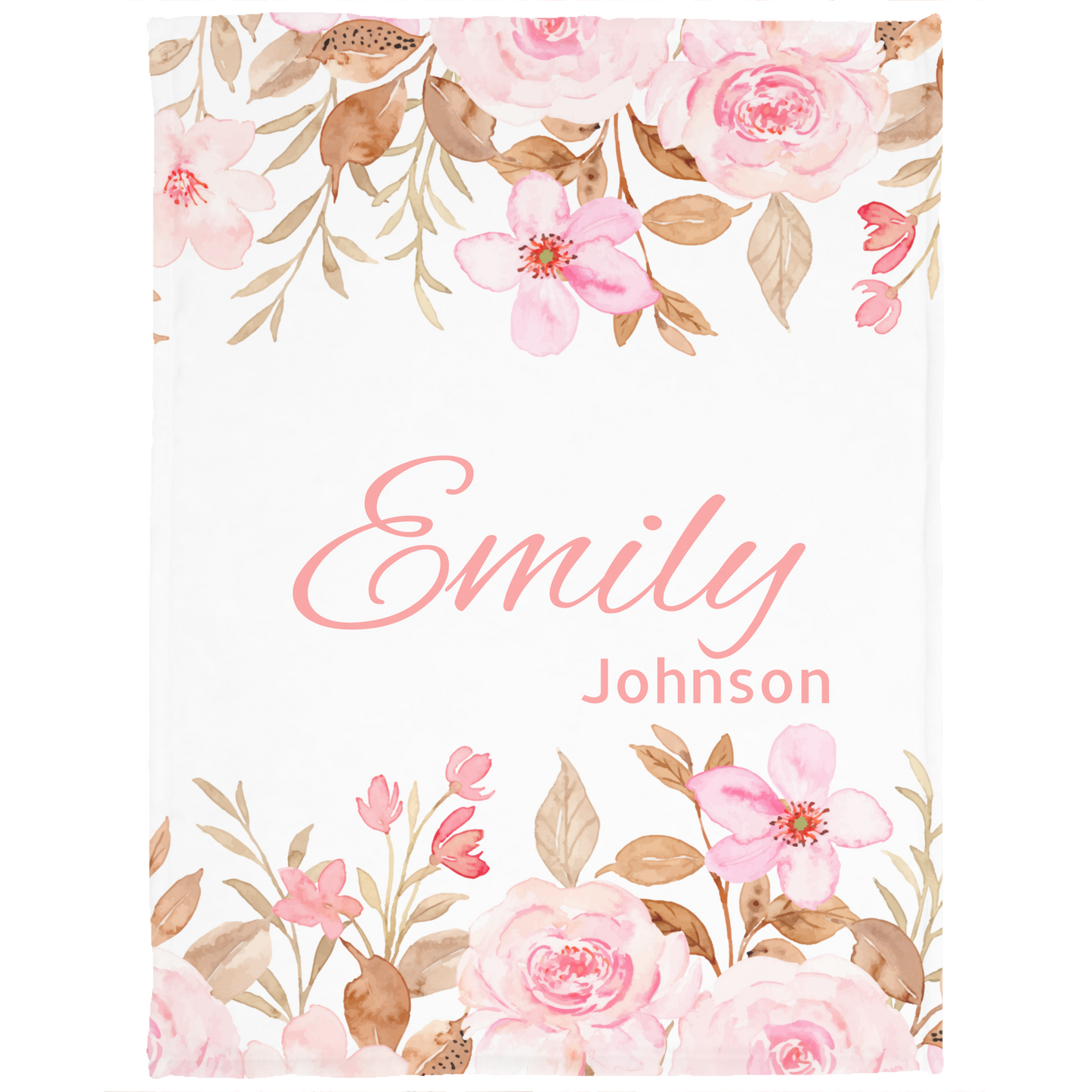 Personalize Name| Pink Flowers Blanket