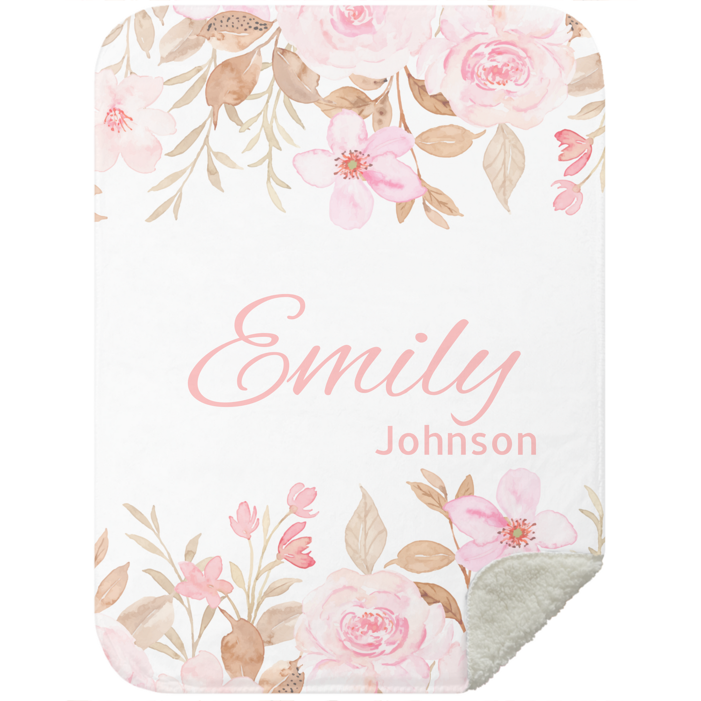 Personalize Name| Pink Flowers Blanket