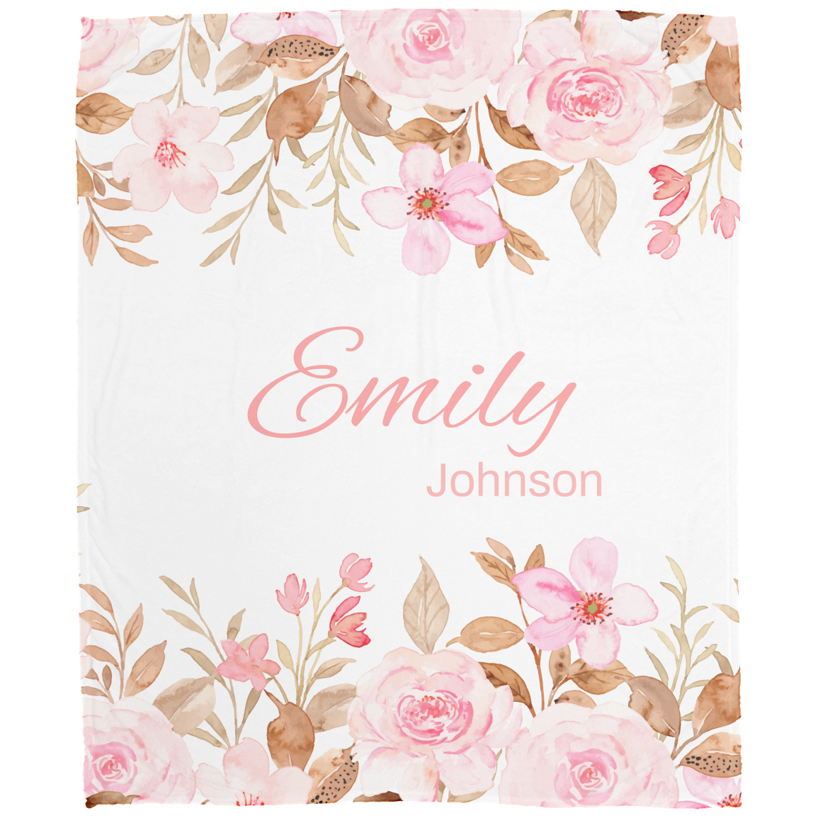 Personalize Name| Pink Flowers Blanket