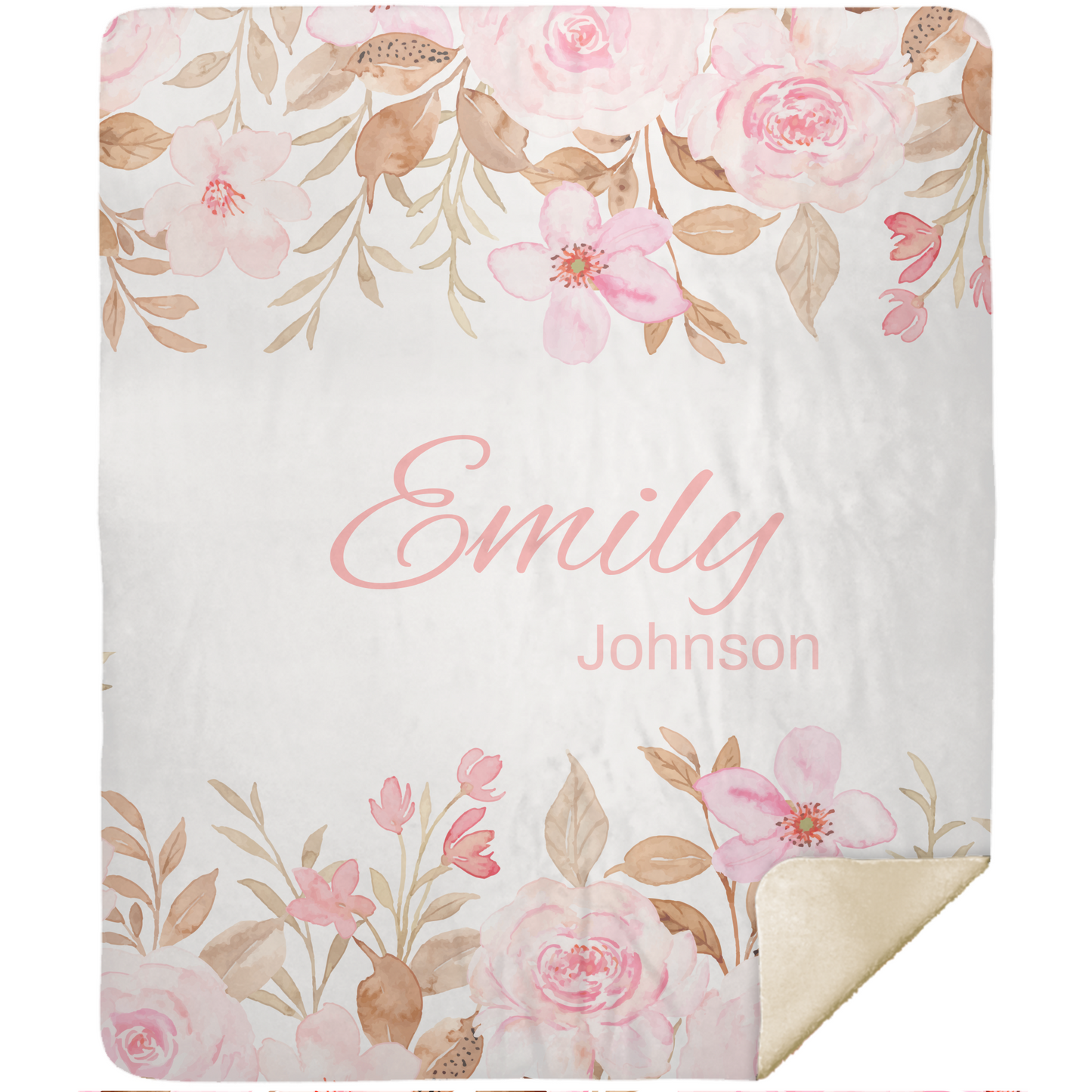 Personalize Name| Pink Flowers Blanket