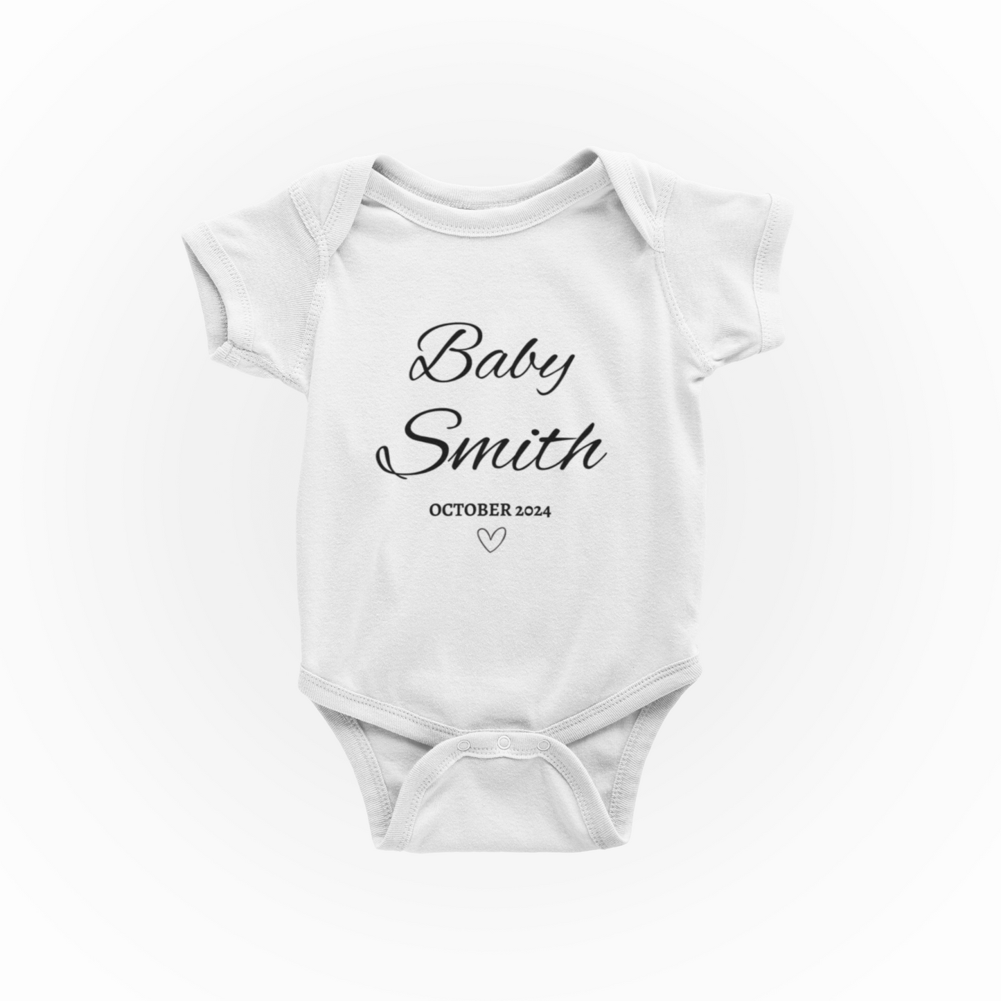 Personalized Heart Baby's Name & Date| Bib & Onesie