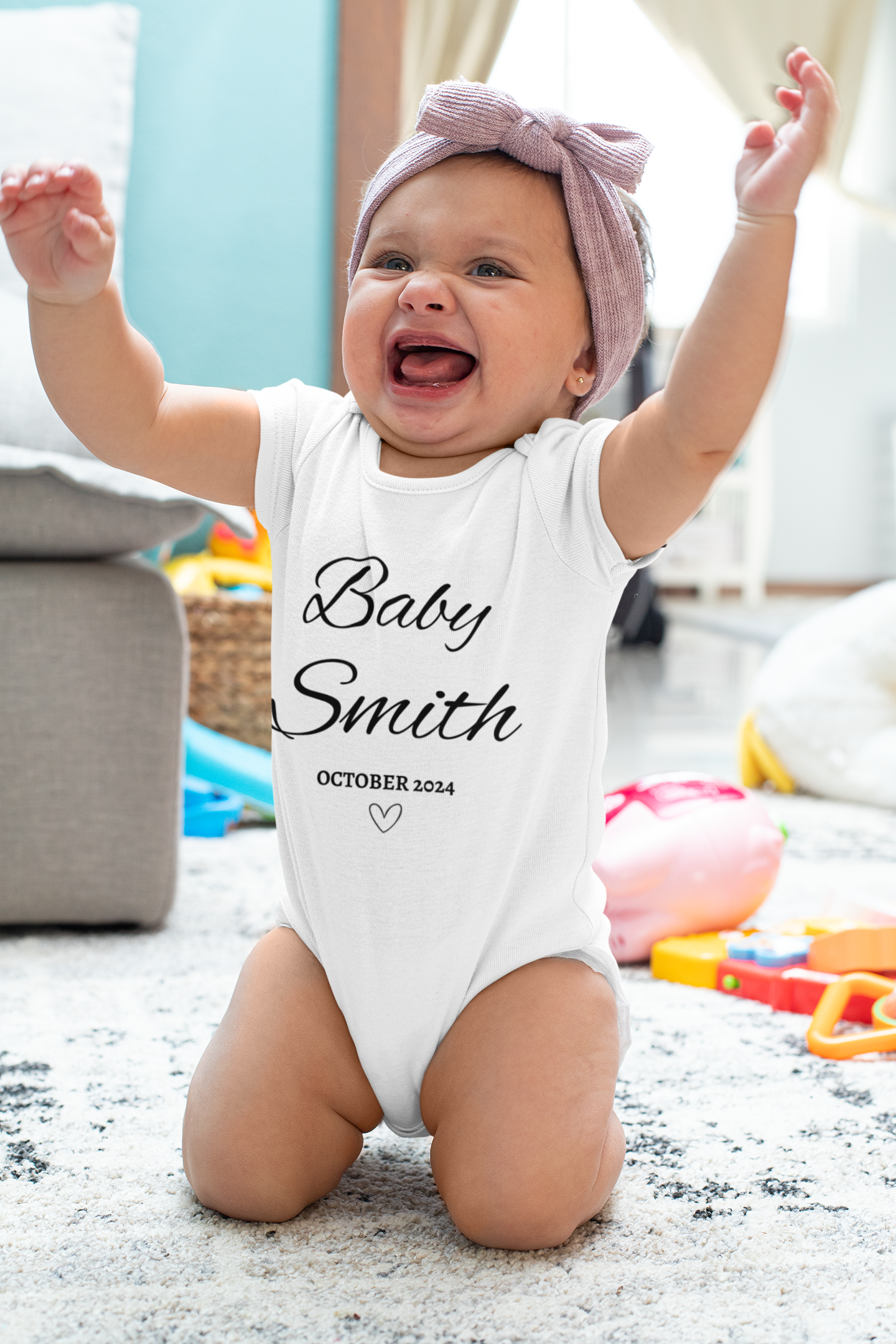 Personalized Heart Baby's Name & Date| Bib & Onesie