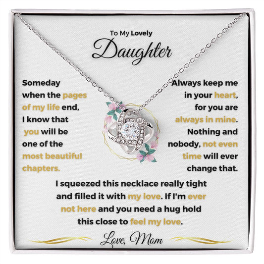 To My Lovely Daughter Feel My Love From Mom Love Knot Necklace