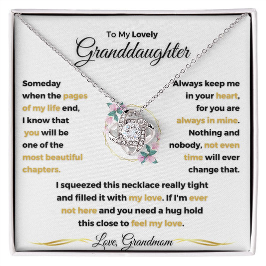 To My Lovely Granddaughter From Grandmom| You Are Always in My Heart (Love Knot Necklace)