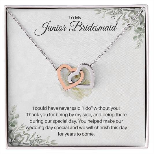 Junior Bridesmaid| Thank You For Being By My Side (Interlocking Hearts Necklace)