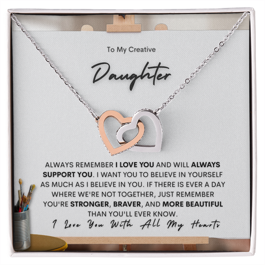 To My Daughter | I Believe In You (Interlocking Heart Necklace)