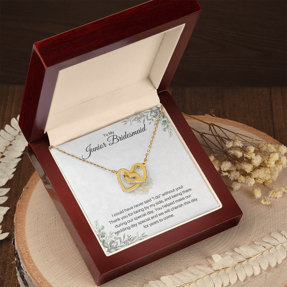 Junior Bridesmaid| Thank You For Being By My Side (Interlocking Hearts Necklace)