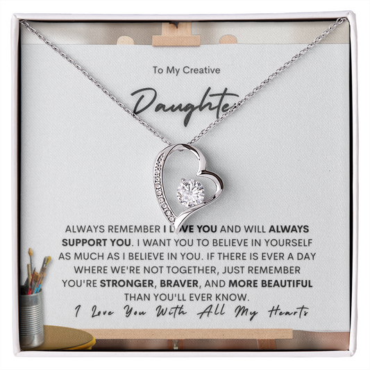 To My Daughter | You're Strong, Brave, and Beautiful (Forever Love Necklace)