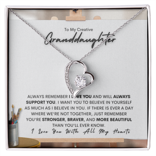 To My Granddaughter | You're Strong, Brave, and Beautiful (Forever Love Necklace)