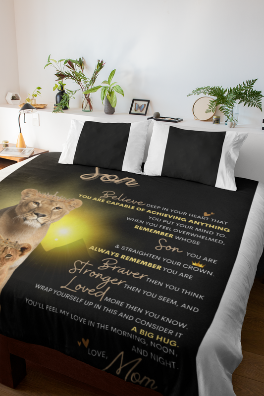 Son Lion Blanket From Mom| Cozy Plush Fleece Blanket 50x60
