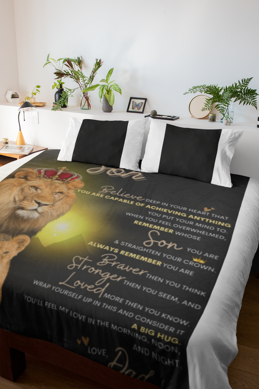 To Son Lion Blanket From Dad| Cozy Plush Fleece Blanket 50x60